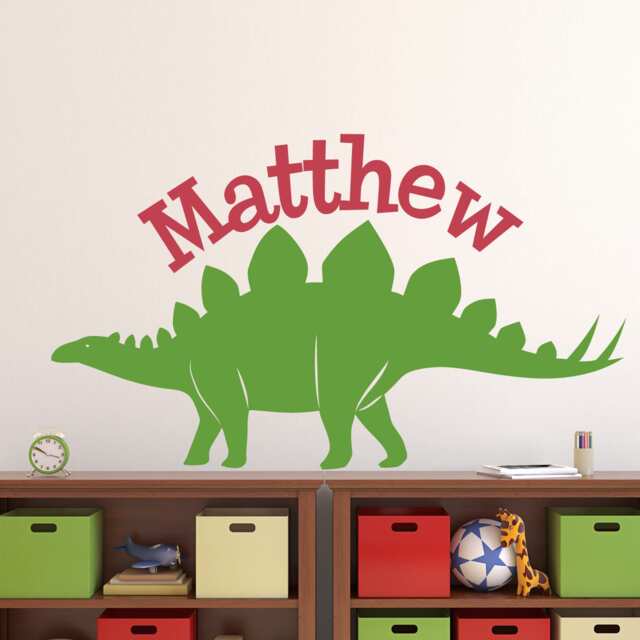 stegosaurus Decal, First Name Wall Dinosaur Decor, Large Dinosaur, Nursery, Kids Room C359 - image 1