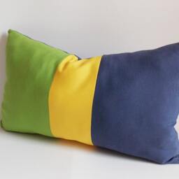Color Block Lumbar Pillow Cover Green, Yellow, Navy Cotton Canvas - 12 X 20 In - thumbnail 4