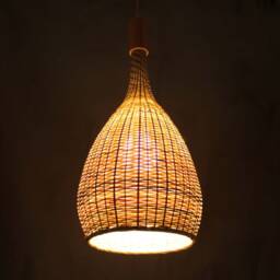 Flared Bamboo Pendant Light Restaurant Ceiling Lamp - 110-240V - thumbnail 2