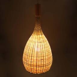 Flared Bamboo Pendant Light Restaurant Ceiling Lamp - 110-240V - thumbnail 3