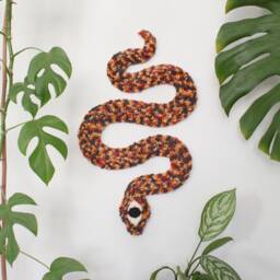 Big Snake Punch Needle Wall Art, Unique Tufted Rug, Serpent Textile Hanging, Boho Decor, Gift For Lover - thumbnail 1