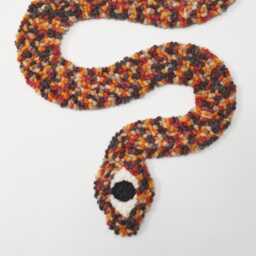 Big Snake Punch Needle Wall Art, Unique Tufted Rug, Serpent Textile Hanging, Boho Decor, Gift For Lover - thumbnail 3