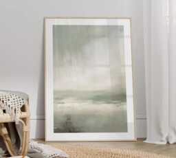 Beach Print Sage Green Wall Art Coastal Living Room Bedroom Poster Neutral Abstract Picture - thumbnail 1
