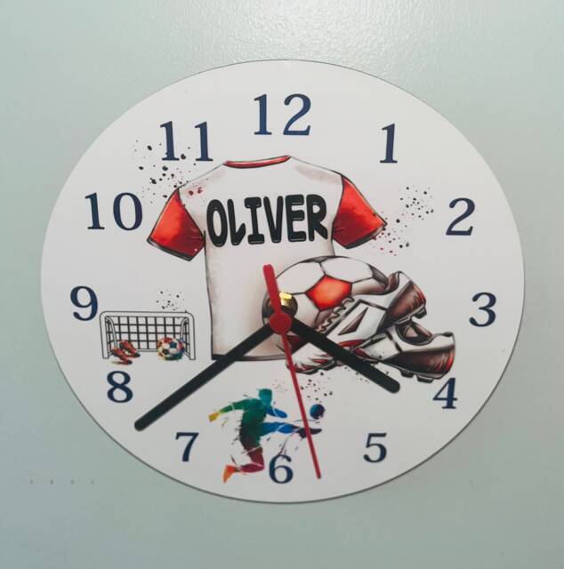 Personalised Wall Clock - Football Design. Made To Order. Can Be Made With The Shirt Or Your Chosen Football Teams Logo
