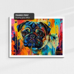 Pug Rainbow Animal Pet Art Abstract Oil Painting Framed Poster Print & Canvas Wall Decor Bedroom Home Interior Gift - thumbnail 3