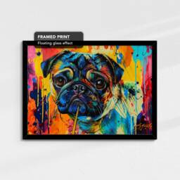 Pug Rainbow Animal Pet Art Abstract Oil Painting Framed Poster Print & Canvas Wall Decor Bedroom Home Interior Gift - thumbnail 2