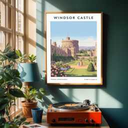 Windsor Castle Art Print Vintage Gouache Travel Poster - thumbnail 2