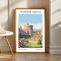 Windsor Castle Art Print Vintage Gouache Travel Poster - thumbnail 1