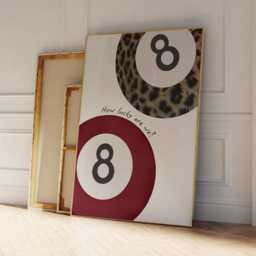 Lucky 8 Ball Print, How Are We, Leopard Trendy Burgundy Red Aesthetic Wall Art Decor - thumbnail 3