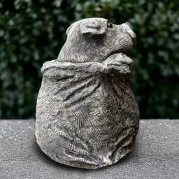 Piglet Peeking From Sack Statue Cement Pig Decor Storybook Stone Farm Figurine Garden Ornament Handmade Barnyard Sculpture Lover Gift - thumbnail 3