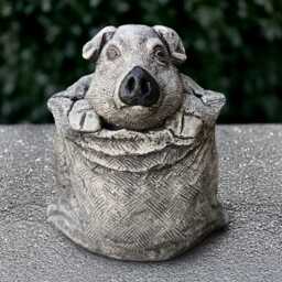 Piglet Peeking From Sack Statue Cement Pig Decor Storybook Stone Farm Figurine Garden Ornament Handmade Barnyard Sculpture Lover Gift - thumbnail 1