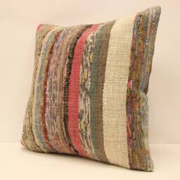 Handwoven Kilim Pillow Cover, Bohemian Home Decor - 18x18 - thumbnail 3