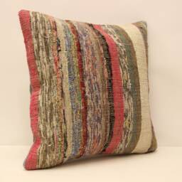 Handwoven Kilim Pillow Cover, Bohemian Home Decor - 18x18 - thumbnail 2