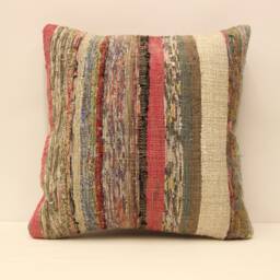 Handwoven Kilim Pillow Cover, Bohemian Home Decor - 18x18 - thumbnail 1