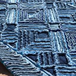 Set Two Denim Rugs Super Soft Chenille Rag Rug Throw Kitchen Bath Bedroom Carpets Recycled Blue Jeans - thumbnail 3