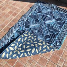 Set Two Denim Rugs Super Soft Chenille Rag Rug Throw Kitchen Bath Bedroom Carpets Recycled Blue Jeans - thumbnail 4