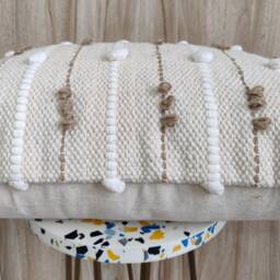 Cream Ivory Cotton & Jute Hand Loom Woven 18x18, 20x20. 12x20, 14x20 Inches Boho Decorative Throw Pillow Cover Textured Case - thumbnail 2