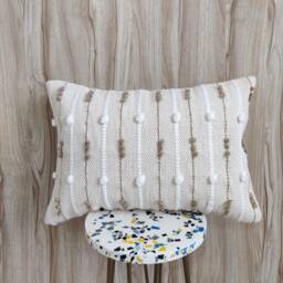 Cream Ivory Cotton & Jute Hand Loom Woven 18x18, 20x20. 12x20, 14x20 Inches Boho Decorative Throw Pillow Cover Textured Case - thumbnail 1