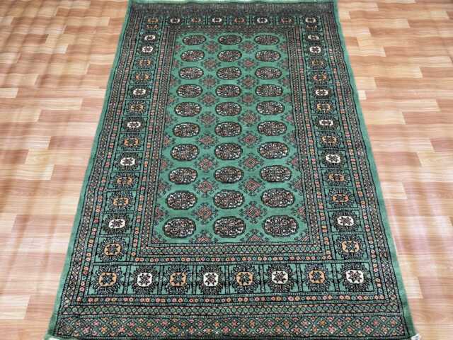 4x6 Pistachio Green Bokhara Rug - Washable Kitchen Woolen Living Room Hand Knotted Wall Turkish - image 1
