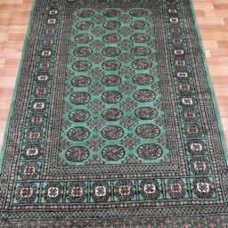 4x6 Pistachio Green Bokhara Rug - Washable Kitchen Woolen Living Room Hand Knotted Wall Turkish - thumbnail 2