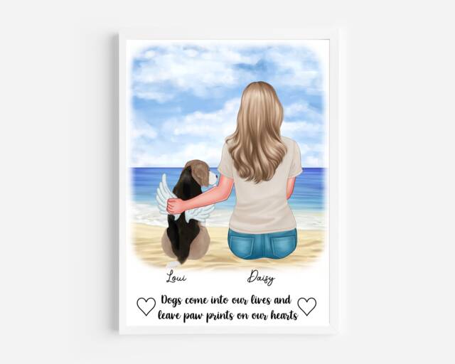 Personalised Dog & Owner Print, Dog Portrait, Dog Print, New Gift, Dog Memorial Print, Personalised Pet Gift - image 1