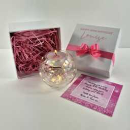 30Th Birthday Gift For Her, Personalised Candle Set, Led Fairy Lights, Keepsake Women - thumbnail 1