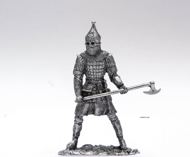 Tin 54mm Russian Warrior in Heave Armor 132 Scale Metal Sculpture - image 1