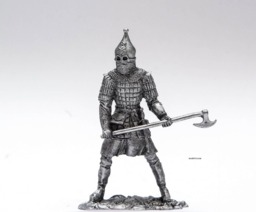 Tin 54mm Russian Warrior in Heave Armor 132 Scale Metal Sculpture - thumbnail 1