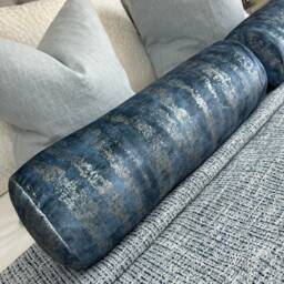 "Blue - Silver Modern Decorative Pillow For Sofa Or Bed, Scatter Cushion Bolster 16"" X6" - thumbnail 3