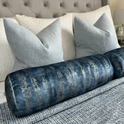 "Blue - Silver Modern Decorative Pillow For Sofa Or Bed, Scatter Cushion Bolster 16"" X6" - thumbnail 4