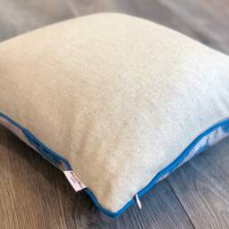 Velvet Ikat Pillow Cover Blue Dots - Decorative Cushion For Sofa Or Bed - thumbnail 3
