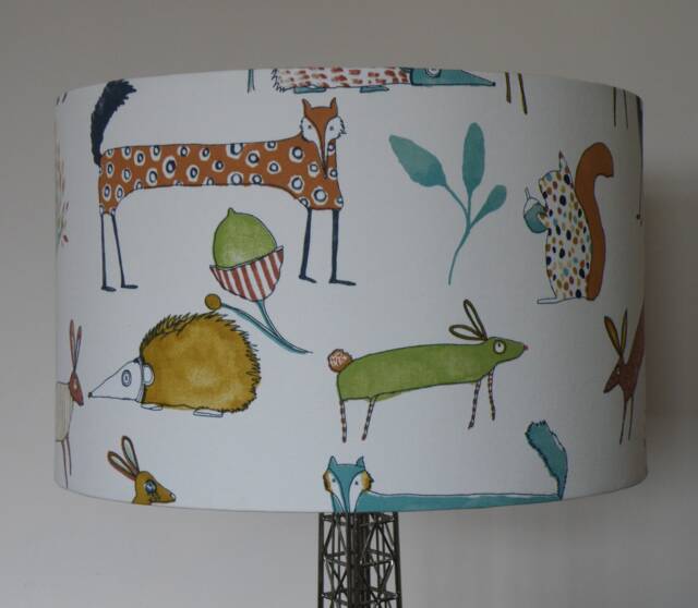 Woodland Animal Fabric Lampshade On Cream Background - image 1