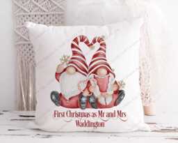 Christmas Cushion, Personalised Gonk Gnome Family Red Gift - thumbnail 1