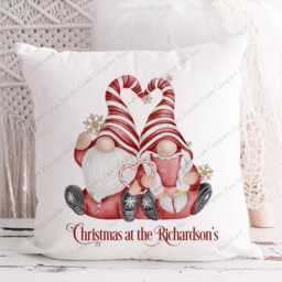 Christmas Cushion, Personalised Gonk Gnome Family Red Gift - thumbnail 3