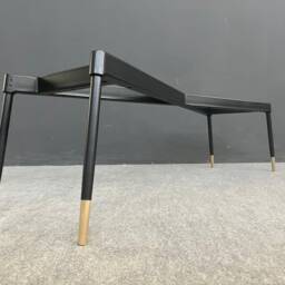 "Modern Brass Accented Steel Bench Legs , Coffee Table Base 16"" H X W 42" - thumbnail 2