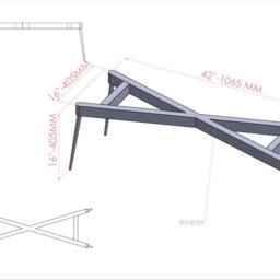 "Modern Brass Accented Steel Bench Legs , Coffee Table Base 16"" H X W 42" - thumbnail 4