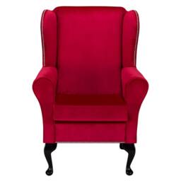 Handmade Red Velvet Wingback Chair Fireside Accent Chair With Stud Detail - thumbnail 2