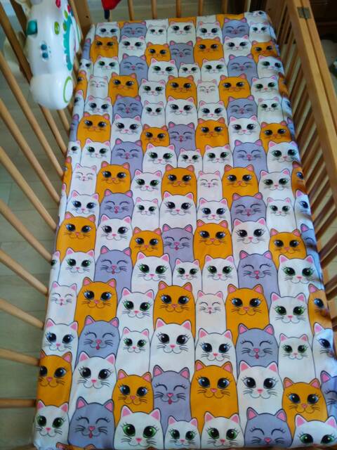 Big Yellow Cats Cotton Crib Sheet, Cat Lover Gift - image 1
