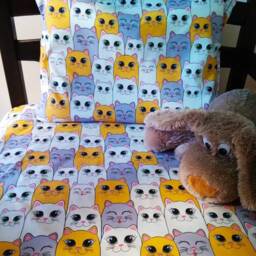 Big Yellow Cats Cotton Crib Sheet, Cat Lover Gift - thumbnail 4