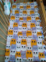 Big Yellow Cats Cotton Crib Sheet, Cat Lover Gift
