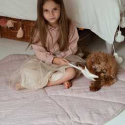 "Linen Leaf Mat For Children ""Powder Pink" - thumbnail 2