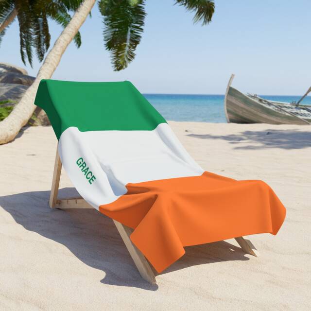 Ireland Beach Towel, Ireland Flag Tovel, Of Ireland, Beach Country Gift, Gift - image 1