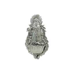 Holy Water Stoup With Crucifix & Angels, Pewter Handmade in Italy By Maestro Cavagnini. Christmas Gift - thumbnail 1