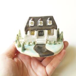Handmade Ceramic Miniature House Rustic Americana Decor - thumbnail 2