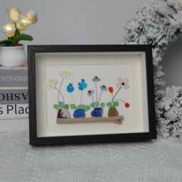 Handmade Sea Glass Flower Picture Unique Coastal Wall Art - thumbnail 1