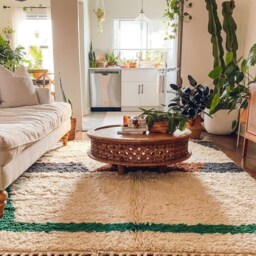Emerald Green & Earth Tone Moroccan Rug, Abstract Geometric Berber Carpet, Large Handmade Wool Shag Modern Tribal Decor - thumbnail 3