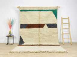 Emerald Green & Earth Tone Moroccan Rug, Abstract Geometric Berber Carpet, Large Handmade Wool Shag Modern Tribal Decor - thumbnail 1