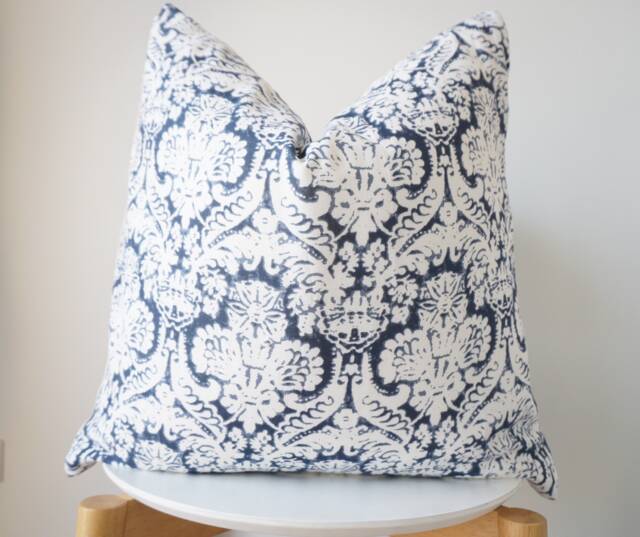 White Indigo Striped Pillow Cover - image 1