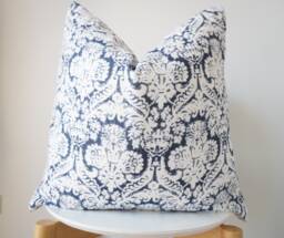 White Indigo Striped Pillow Cover - thumbnail 1