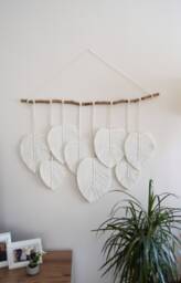 Large Macrame Feathers Wall Hanging, Leaf, Modern , Boho Decor, Tapestry Hanging Bohemian Headboard